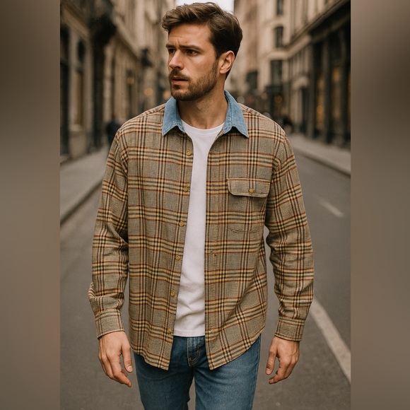 Roundtree & Yorke Multicolor Plaid Shirt Jacket Men’s Multi Colored Cozy Fall - Picture 1 of 6